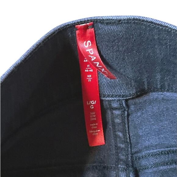 SPANX Straight Leg High Rise Pull-On Jeans in Black Size L - Picture 7 of 9